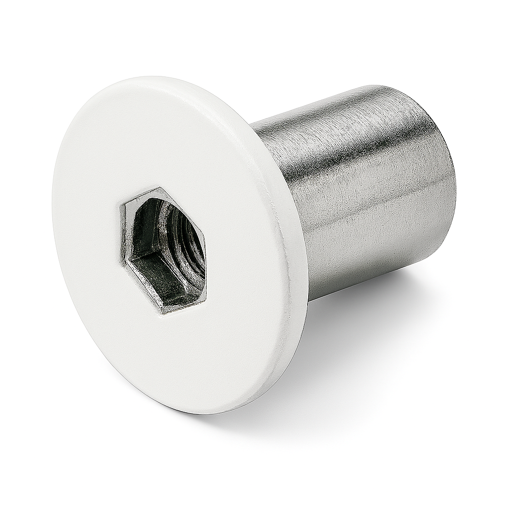 1/4-20 X 17MM JOINT CONNECTOR NUT 4MM HEX DRIVE PT. #02 WHITE